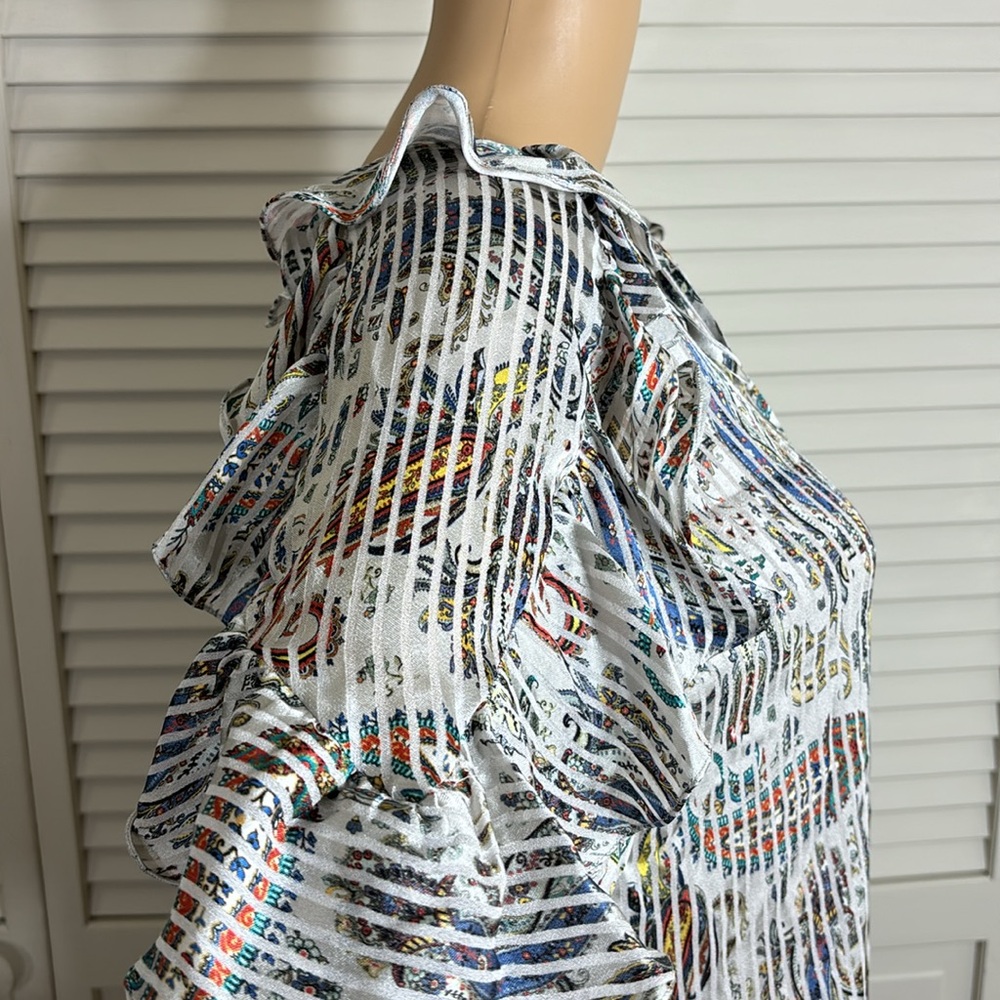 MAJE Boho Ruffled Loodie Striped Paisley Blouse Large - Picture 7 of 14